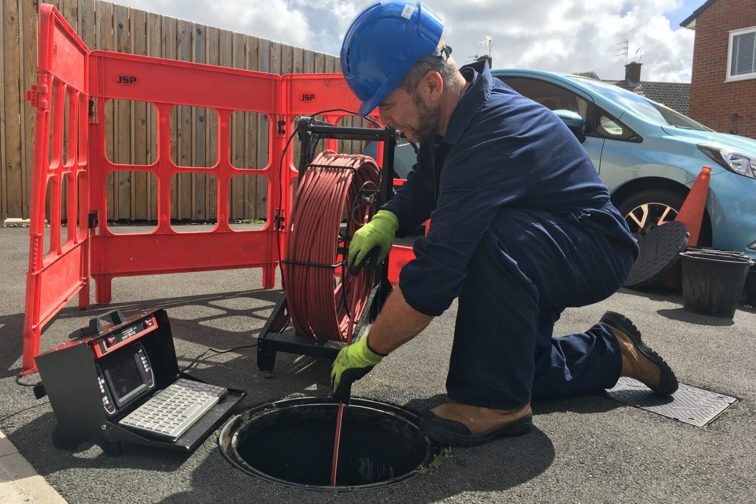 ClearFlow Drainage engineer performing a CCTV drain survey