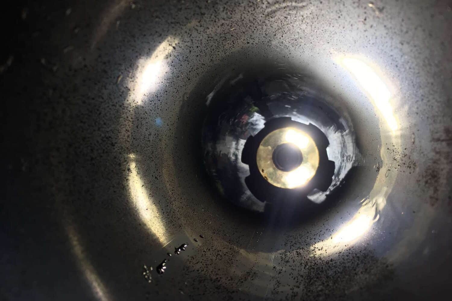 Drain relining installation in progress